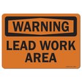 Signmission Safety Sign, OSHA Warning, 12" Height, Rigid Plastic, Lead Work Area, Landscape OS-WS-P-1218-L-19684